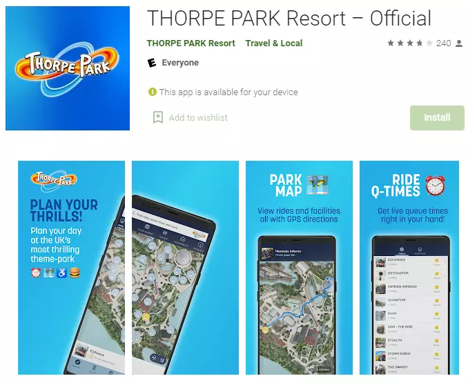 how to use & download thorpe park mobile app