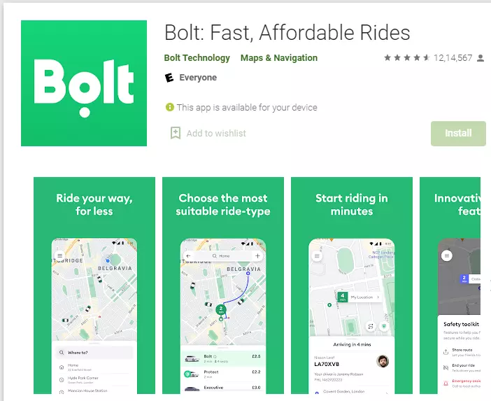 bolt taxify app download free