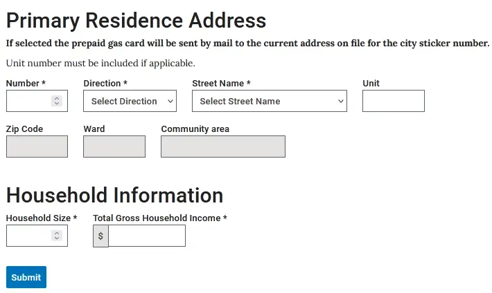 Address-residence-Chicago-gas-card