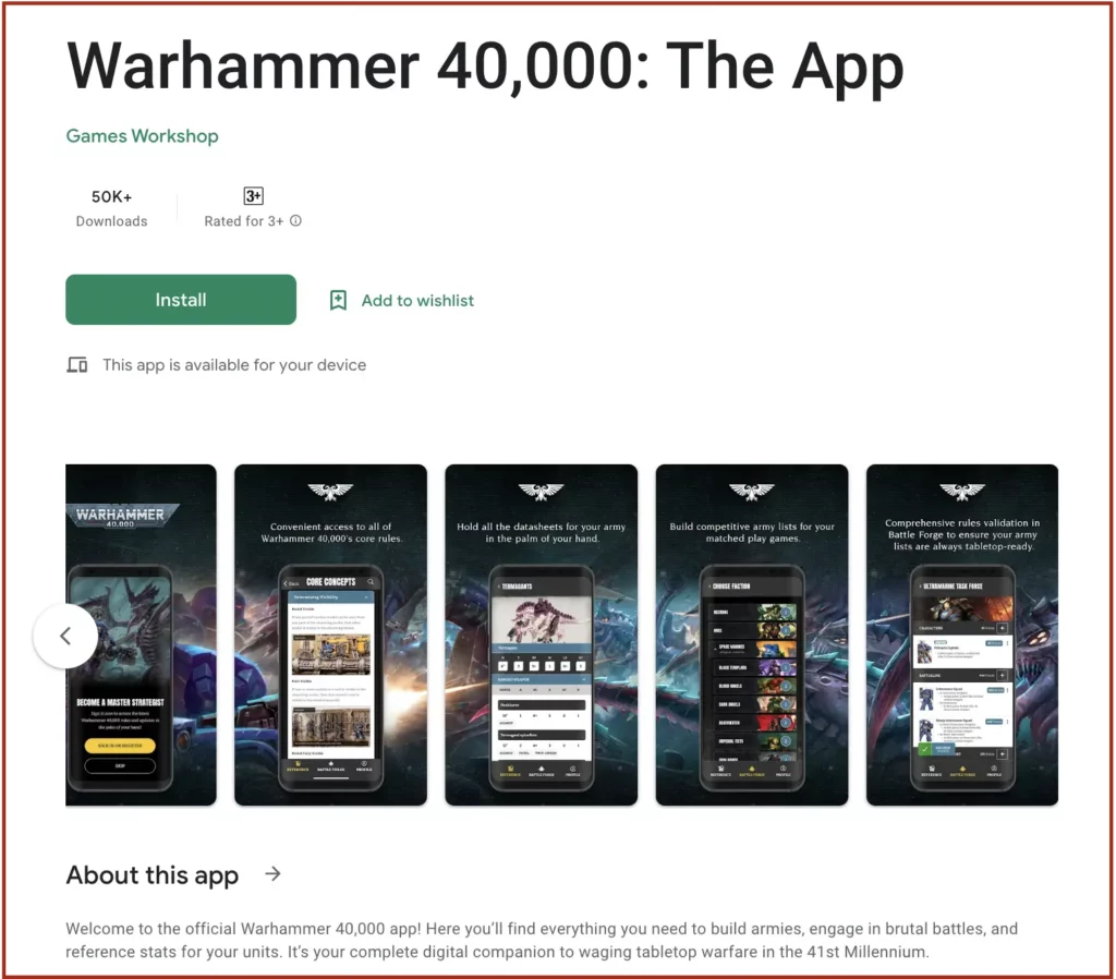 warhammer40k app playstore